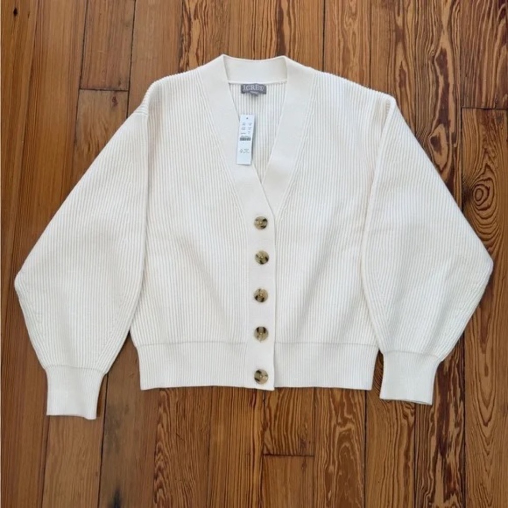 NWT J Crew Sculptural Cardigan Sweater Ivory XXS Gorgeous!